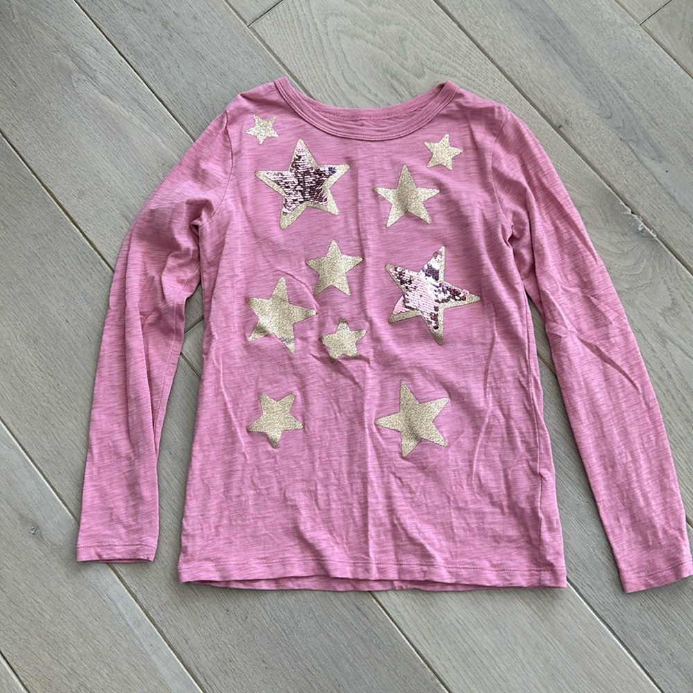 Girls Crewcuts Star Long Sleeve Top Flip Sequins Size M